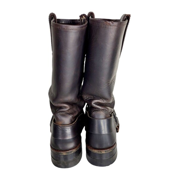 Vintage 80s FRYE Leather Harness Square Toe Moto Cowboy Boot Men's Size 10 Brown - Picture 9 of 16